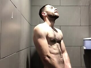 JFF - Gray Merchant - Gym Shower cumshot amateur masturbation